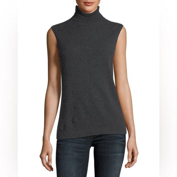 Neiman Marcus Cashmere Turtleneck Sleeveless Top - Picture 1 of 3